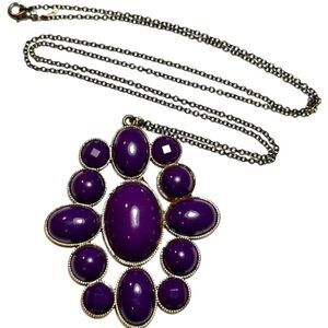 Vintage Jewelry Necklace Long Chain SIGNED AVON Deep Purple Large Encased 31"